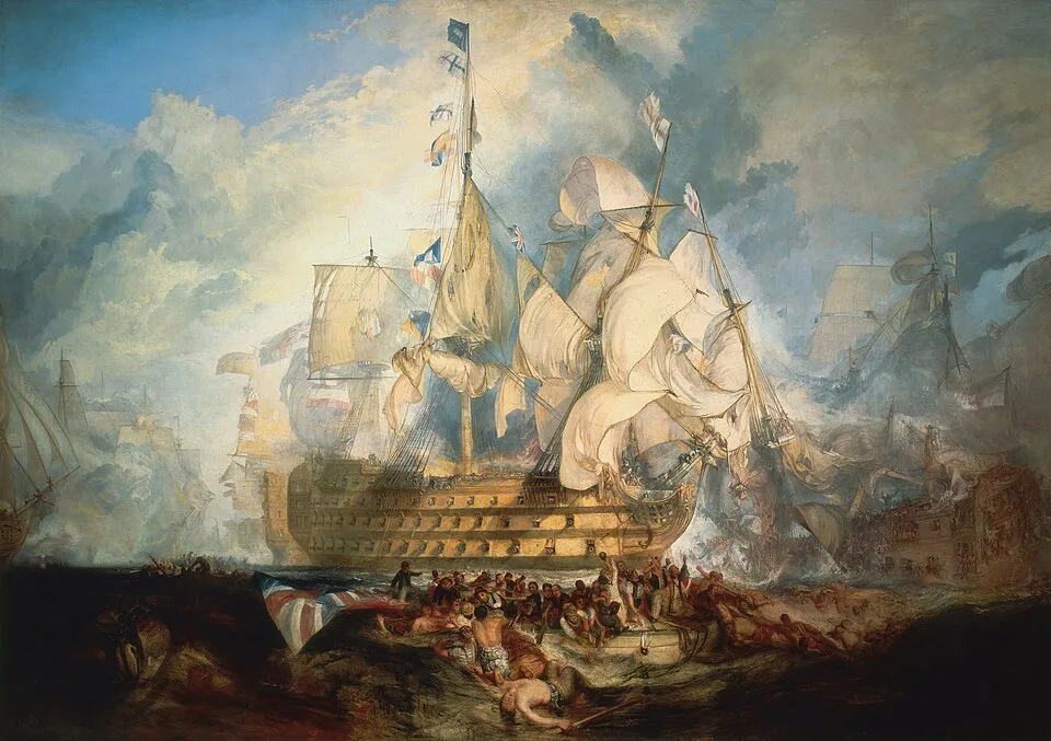 J.M.W. Turner's painting of the Battle of Trafalgar (1805), Britain's decisive naval victory