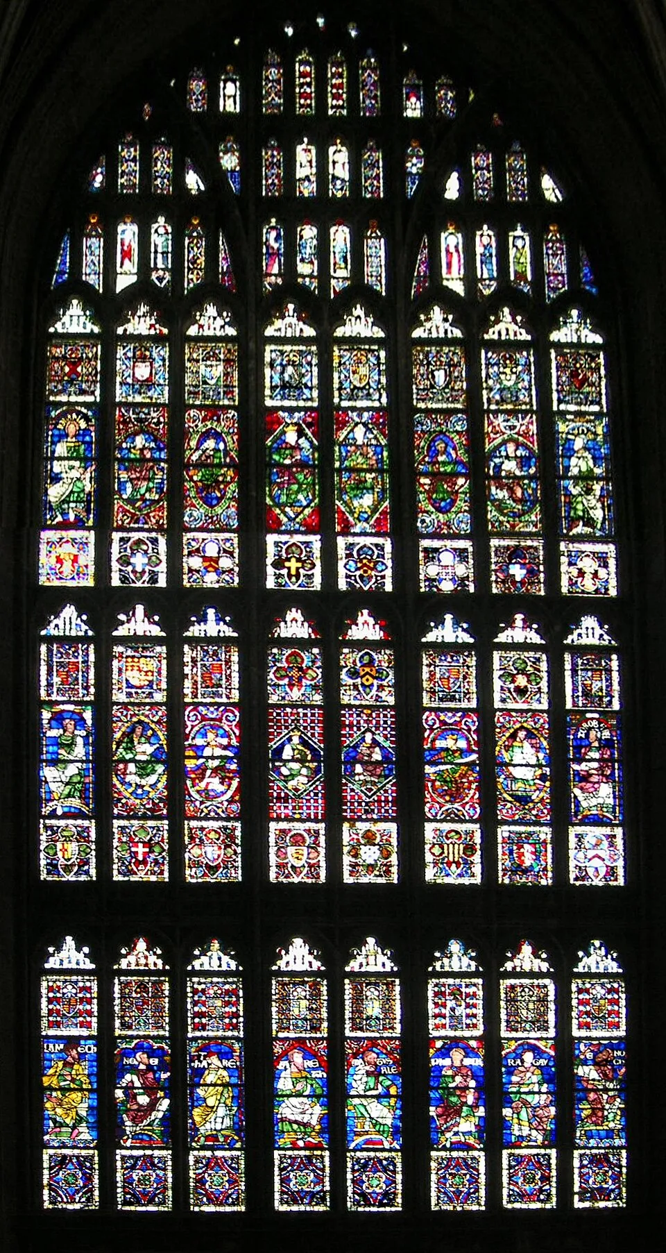 Medieval stained glass window at Canterbury Cathedral, an example of the distinct identity developed by England in the Middle Ages