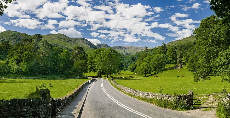 The Lake District National Park in Cumbria, England, known for its mountains and lakes